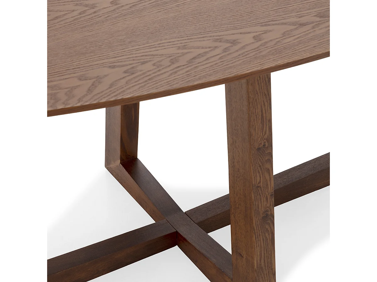Table de salle à manger ovale placage chêne LUVIO 200cm-Marron