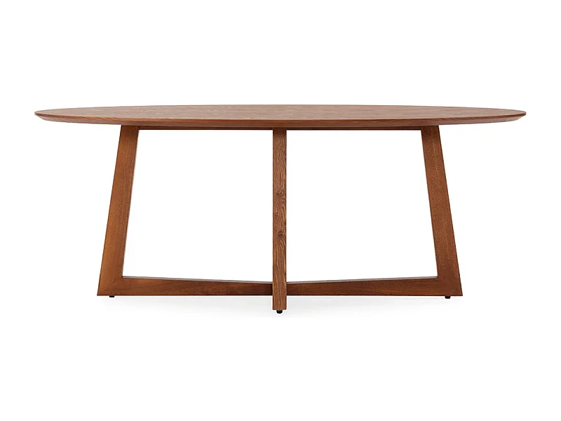 Table de salle à manger ovale placage chêne LUVIO 200cm-Marron