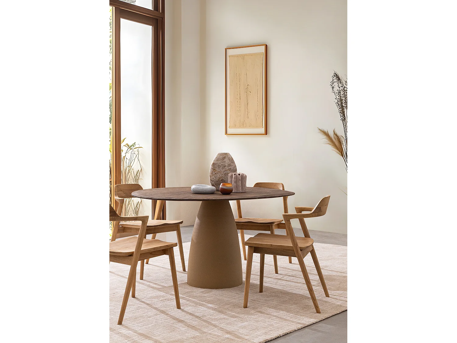 Table à manger BRAZO 140cm – Authenticité et design contemporain-Beige clair
