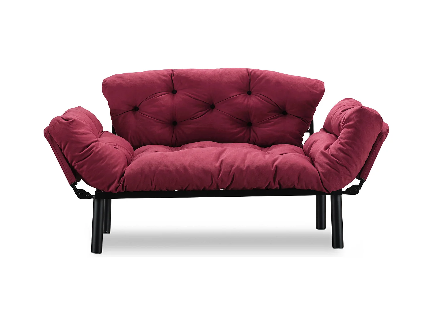 Canapé 2 places transformable en lit tissu bordeaux Pliaz 155cm