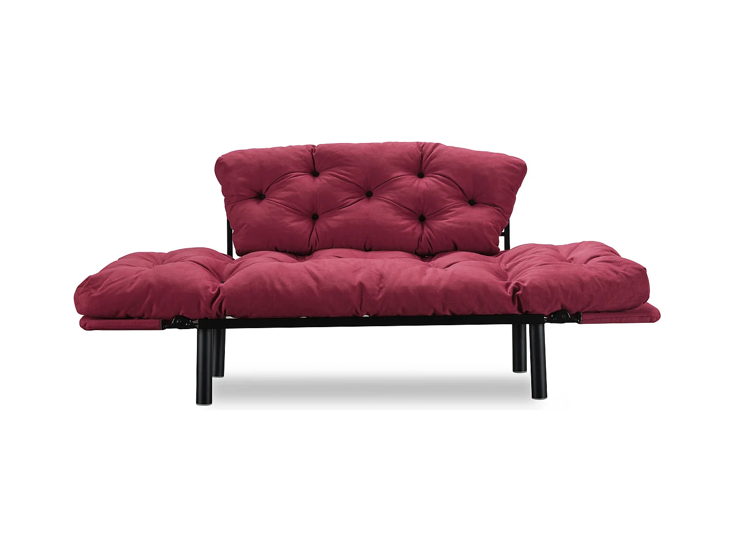 Canapé 2 places transformable en lit tissu bordeaux Pliaz 155cm