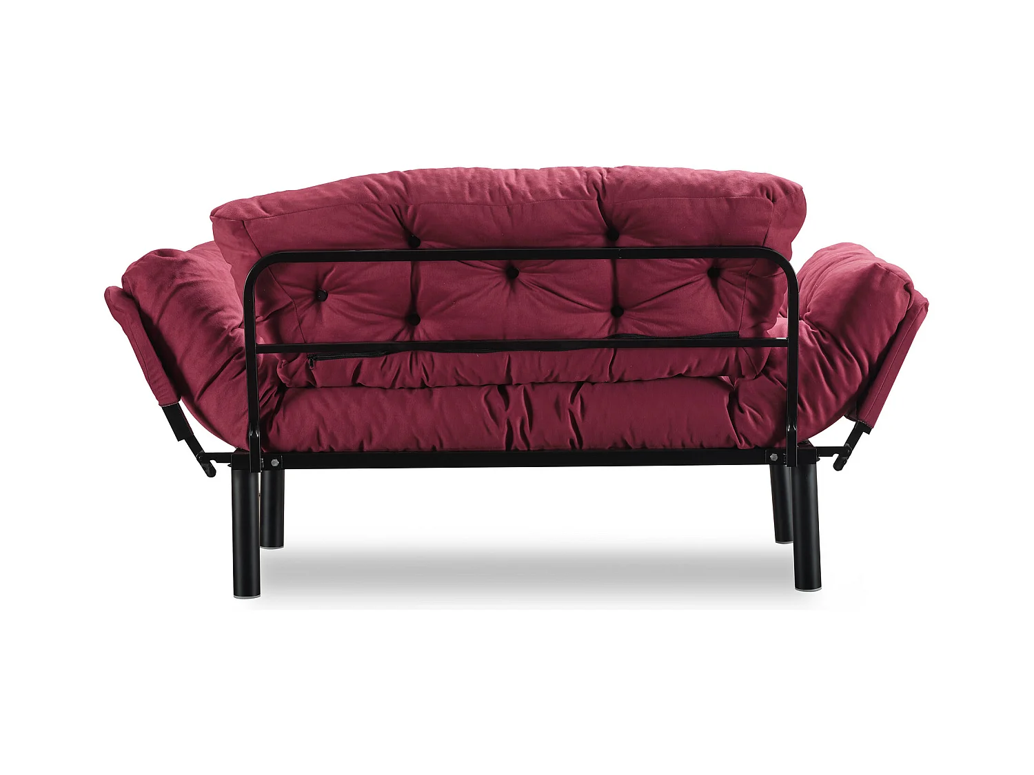 Canapé 2 places transformable en lit tissu bordeaux Pliaz 155cm