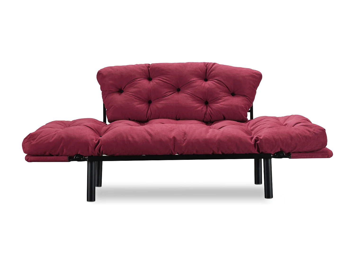 Divano Altadena 130, Rosso, 155x70x85cm, Arazzo, Gambe: Metallo