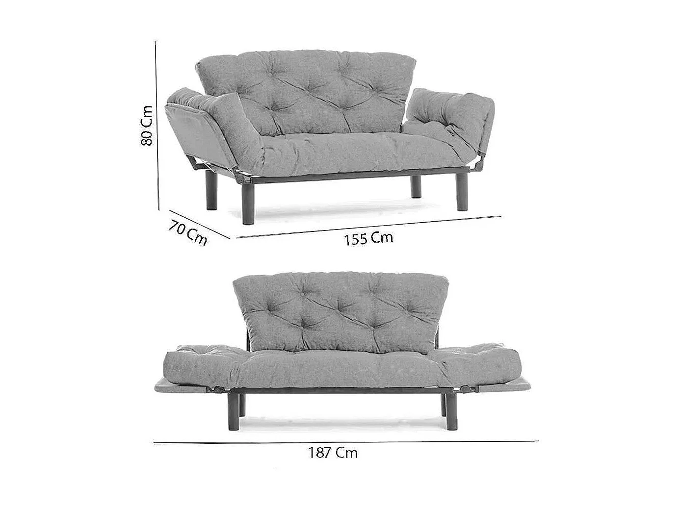 Divano Altadena 130, Rosso, 155x70x85cm, Arazzo, Gambe: Metallo