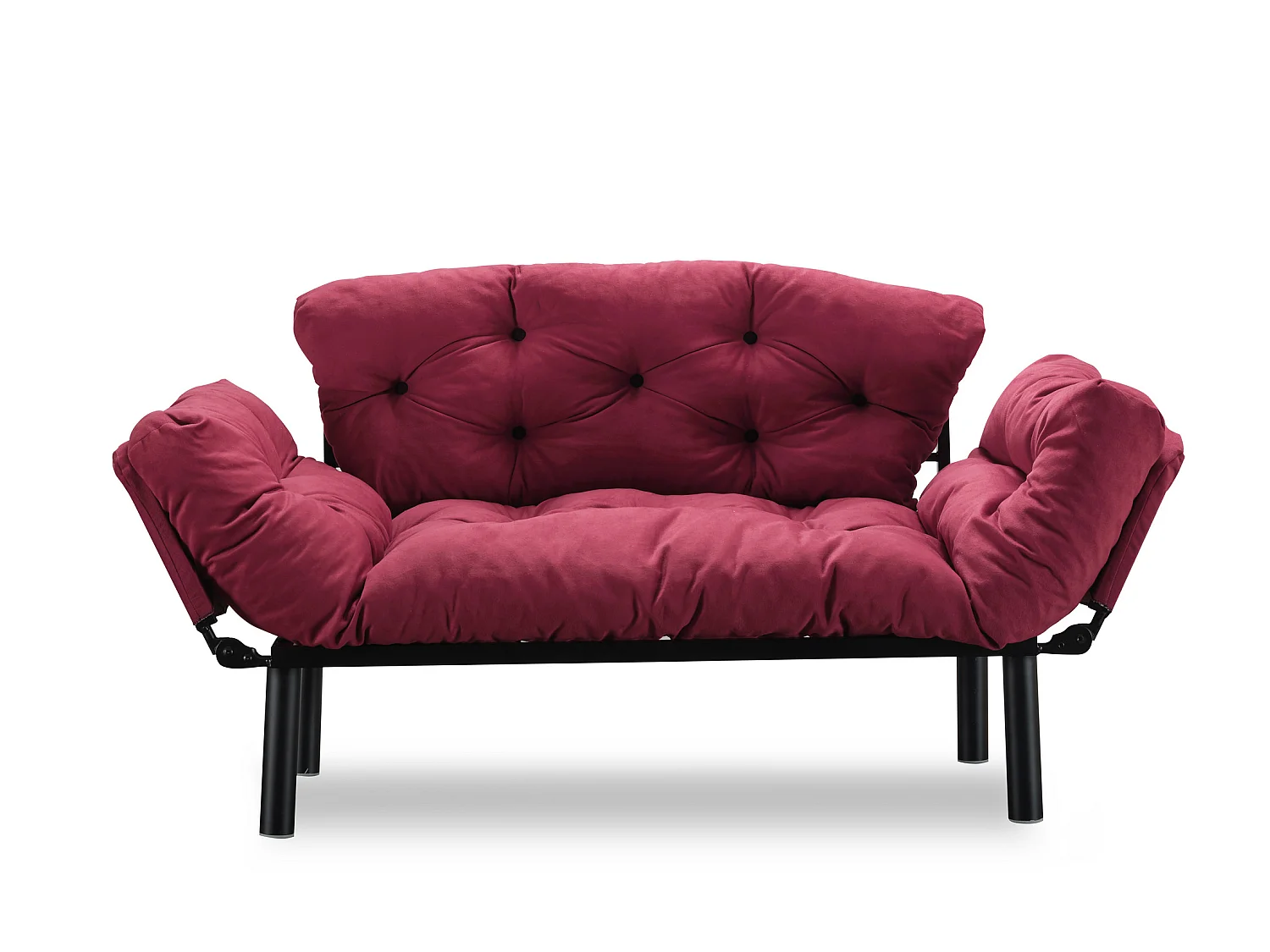 Canapé 2 places transformable en lit tissu bordeaux Pliaz 155cm