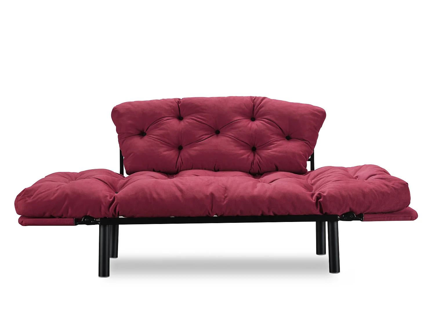 Canapé 2 places transformable en lit tissu bordeaux Pliaz 155cm