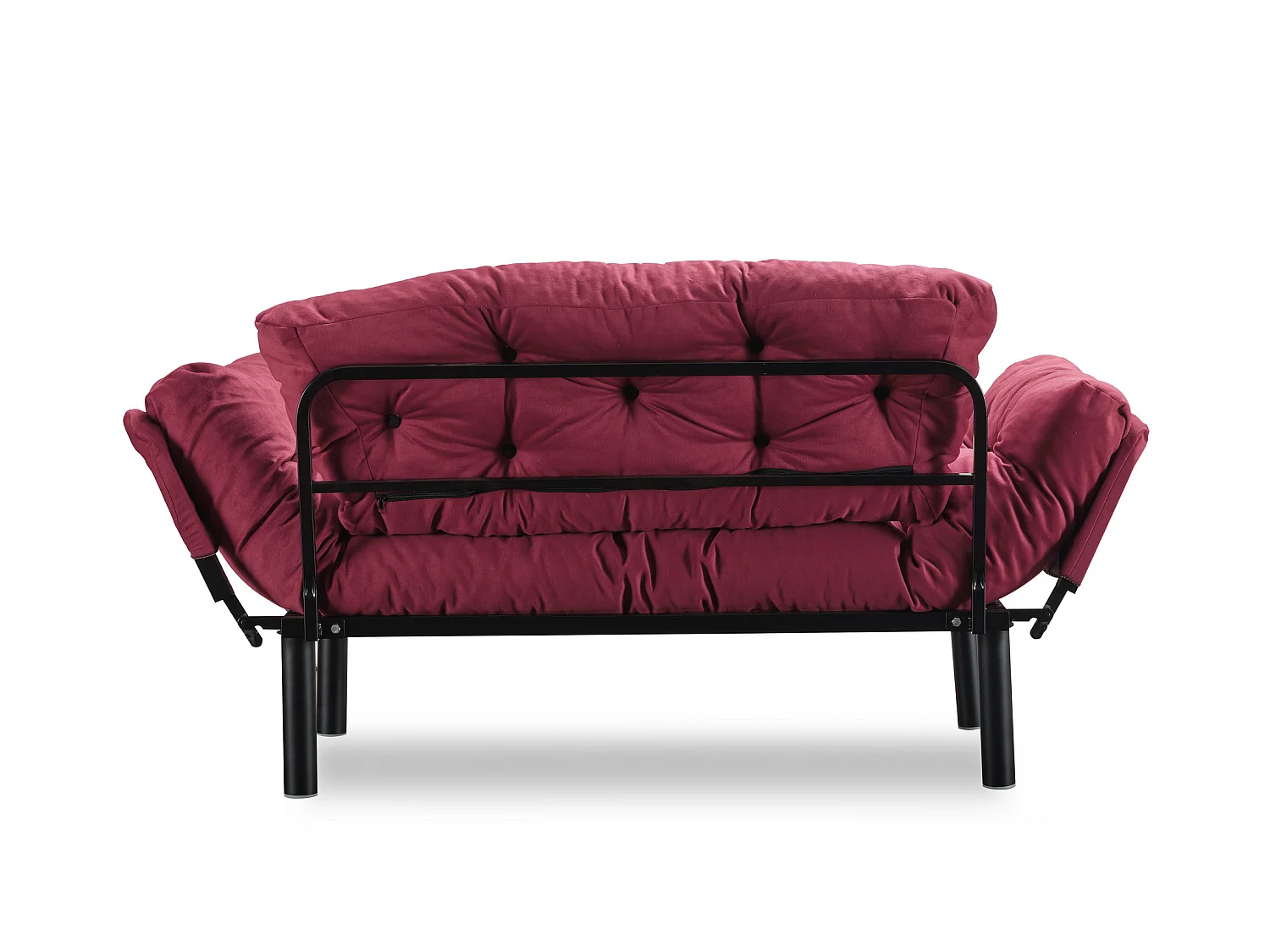 Canapé 2 places transformable en lit tissu bordeaux Pliaz 155cm