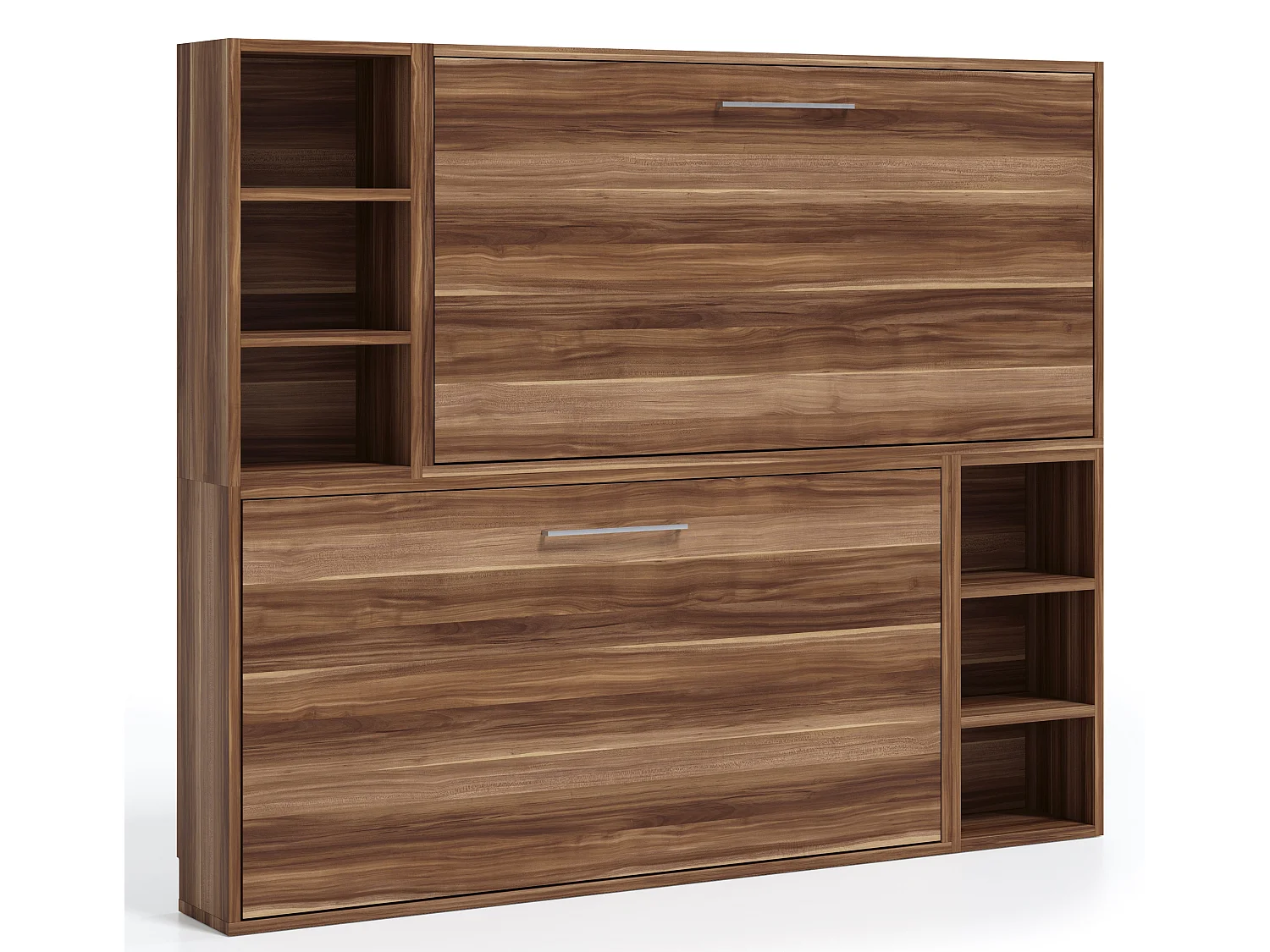 Horizontaal stapelbed voor 2 personen 80x200 met planken Binka-2 matrassen-Slapen 80x200cm-Bekisting Houtskool grijs-Facade Cementgrijs