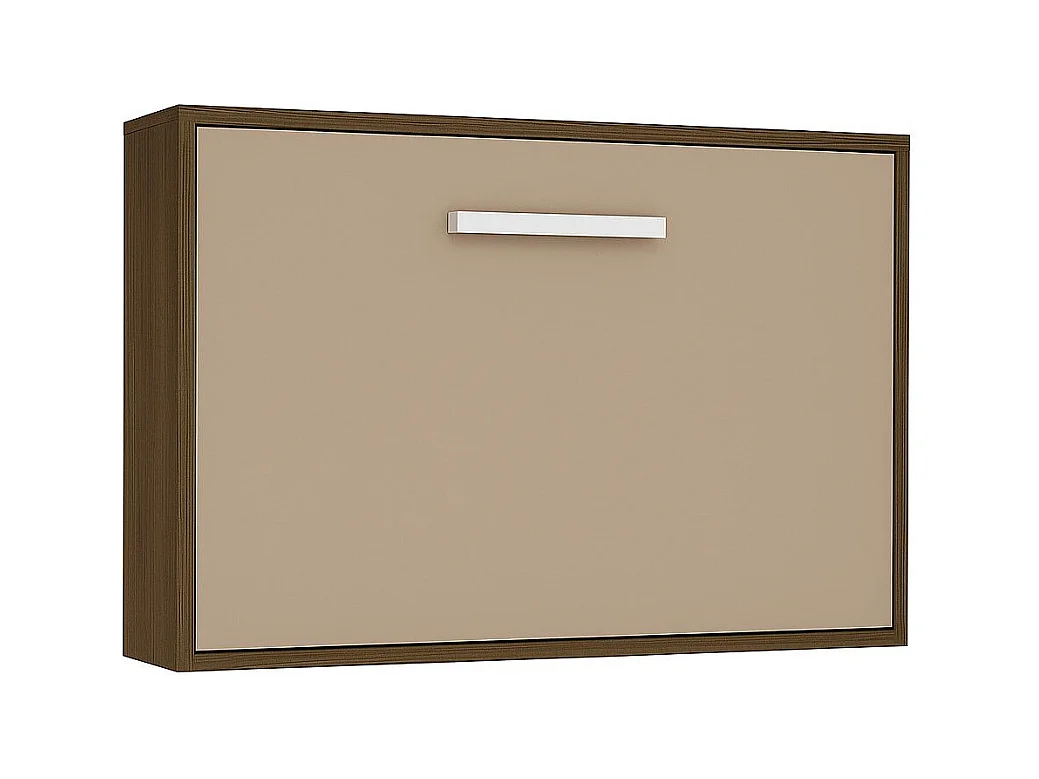 Lit escamotable horizontal OPTIMA-90x190-Cadre Frêne-Façade Vison