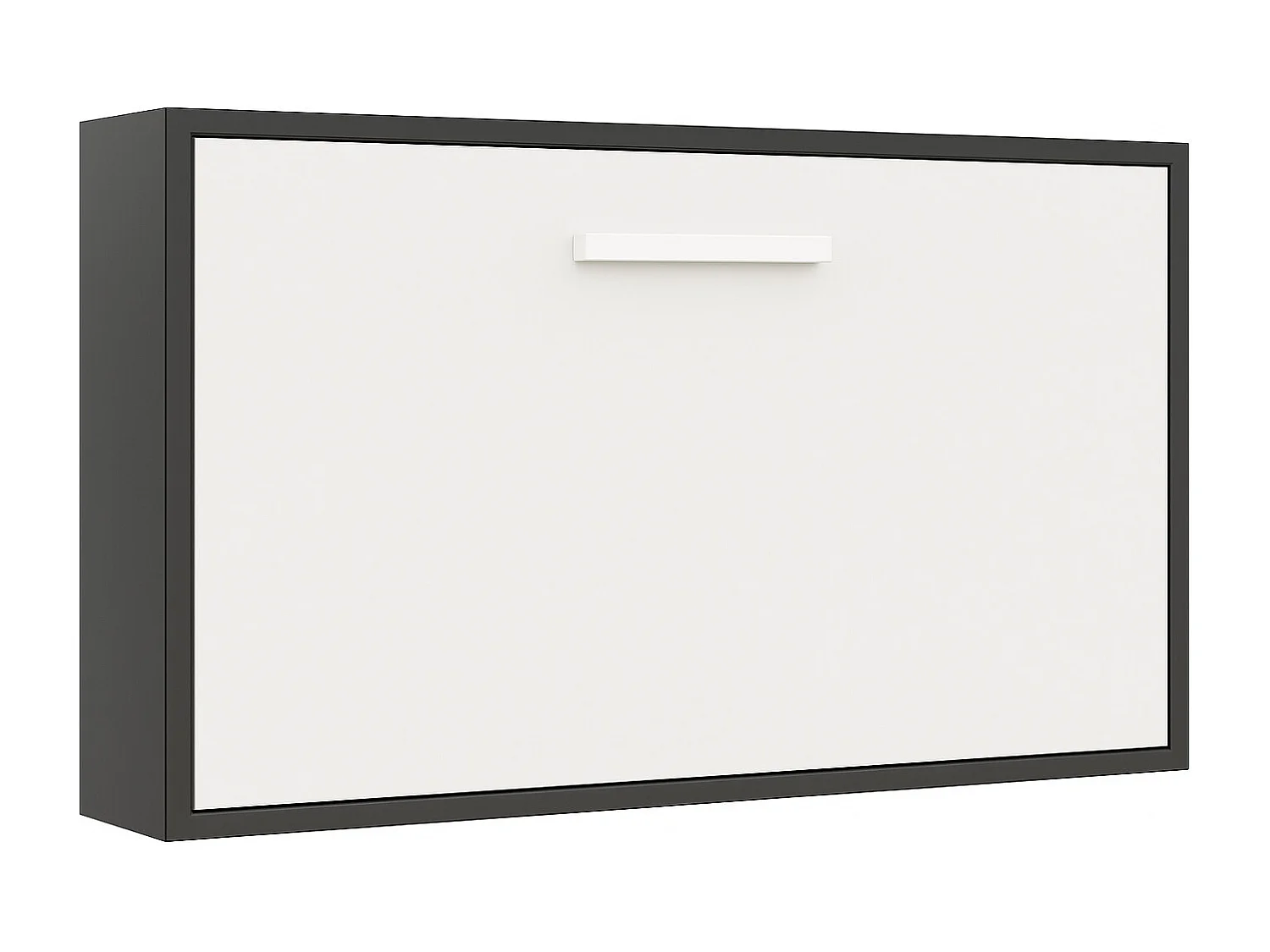 Lit escamotable horizontal OPTIMA-140x190-Cadre Anthracite-Façade Blanche