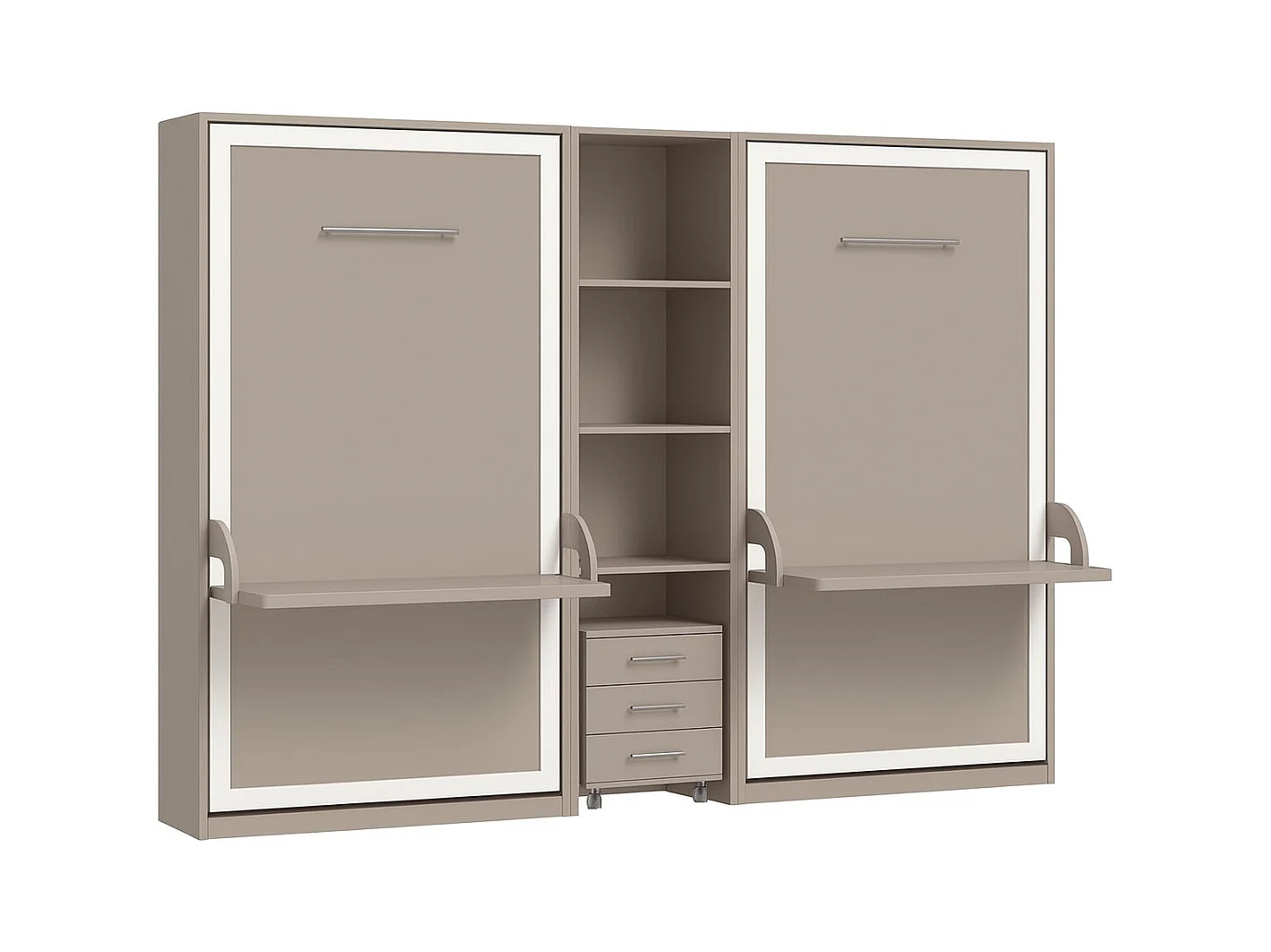 2 uitschuifbare bedden 140x190 met bureau en centrale Studante-plank-Facade Wrat