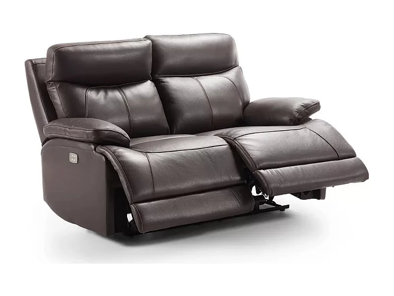 Ducka lederen elektrische relaxbank-Kleur Bruin-Systeem Elektrisch-Aantal plaatsen) 2 zitplaatsen