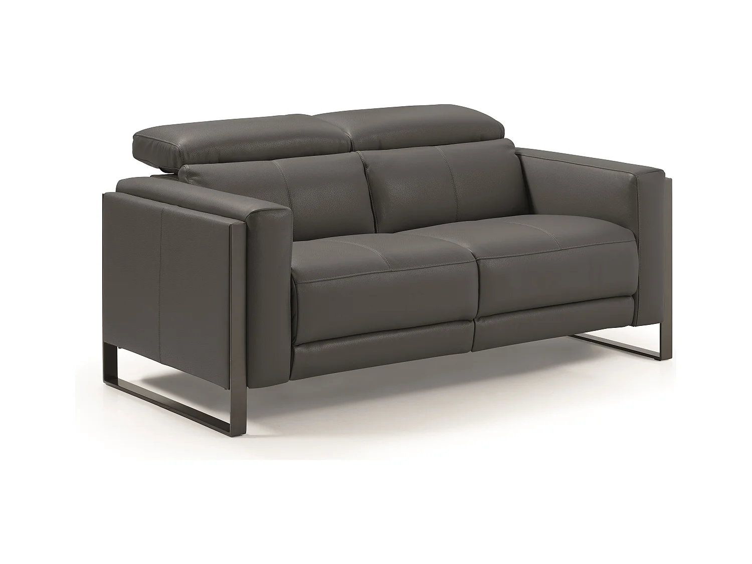 Canapé de relaxation électrique en cuir Kinston-Gris foncé-2 places fixe