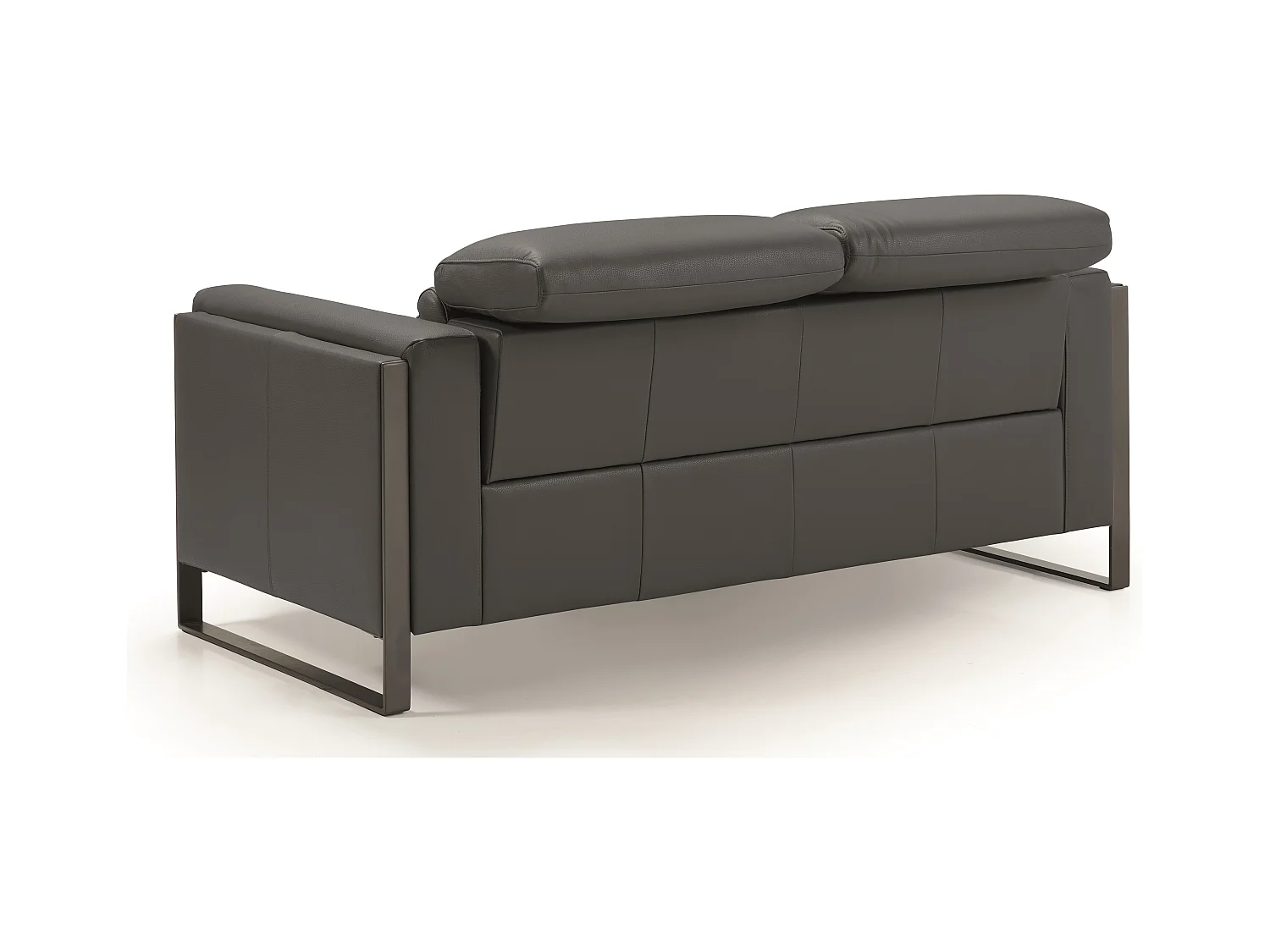 Canapé de relaxation électrique en cuir Kinston-Gris foncé-2 places fixe