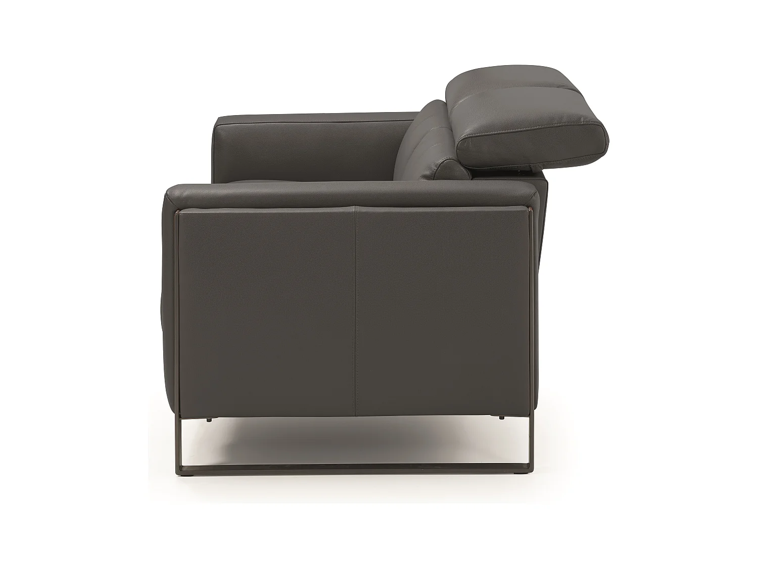 Canapé de relaxation électrique en cuir Kinston-Gris foncé-2 places fixe