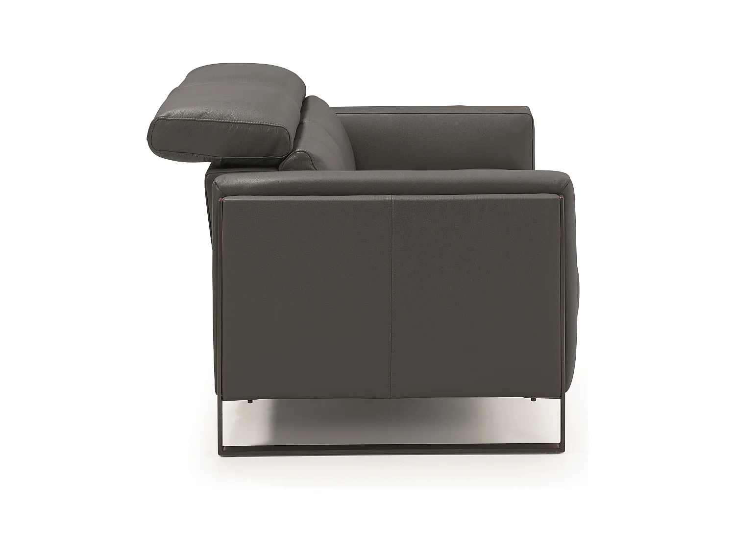 Canapé de relaxation électrique en cuir Kinston-Gris foncé-2 places fixe