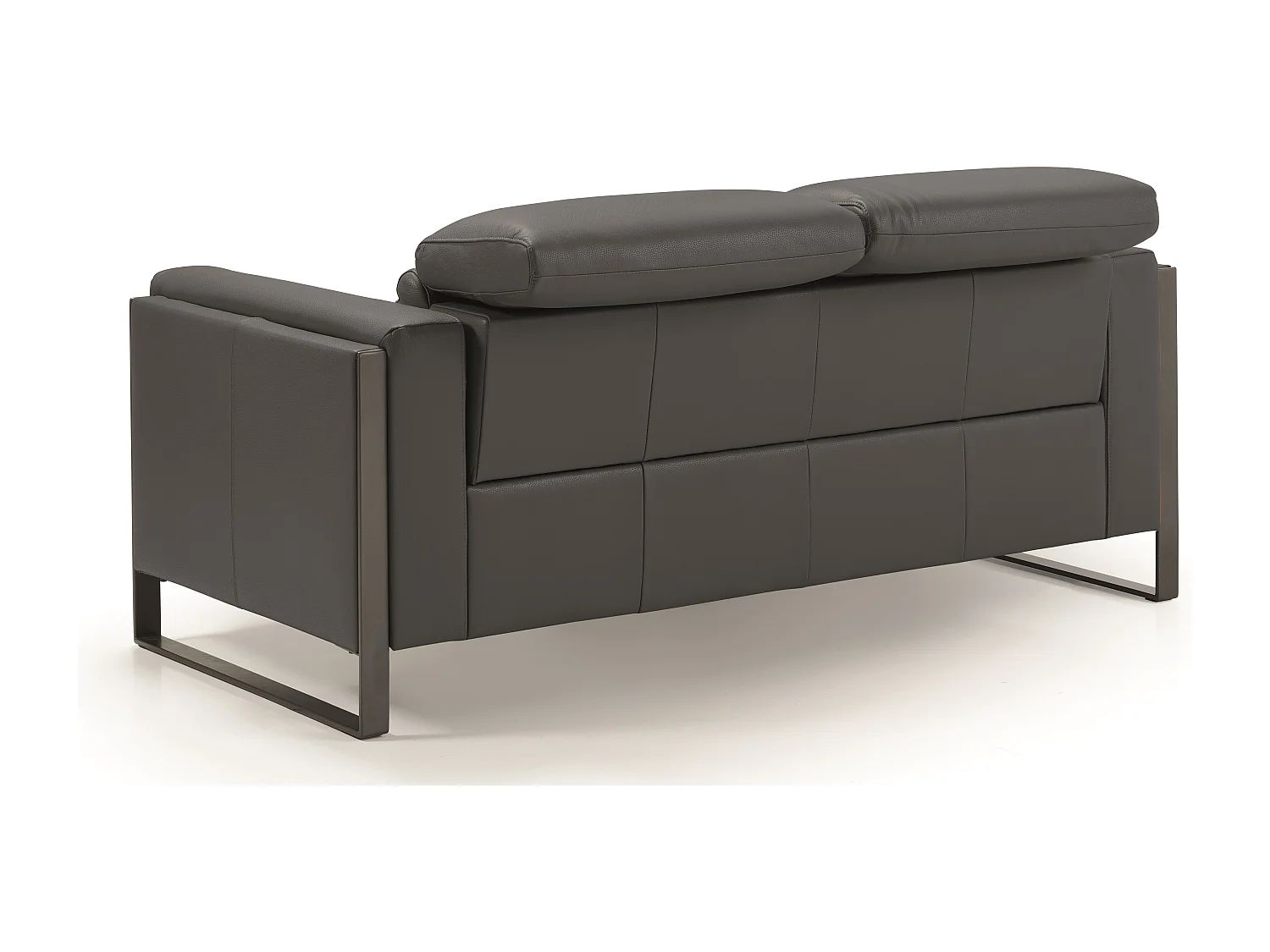 Canapé de relaxation électrique en cuir Kinston-Gris foncé-2 places fixe