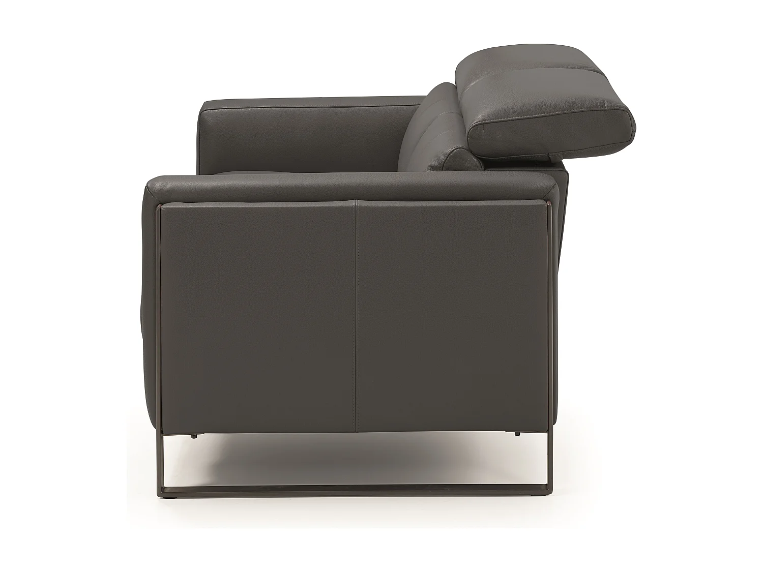 Canapé de relaxation électrique en cuir Kinston-Gris foncé-2 places fixe