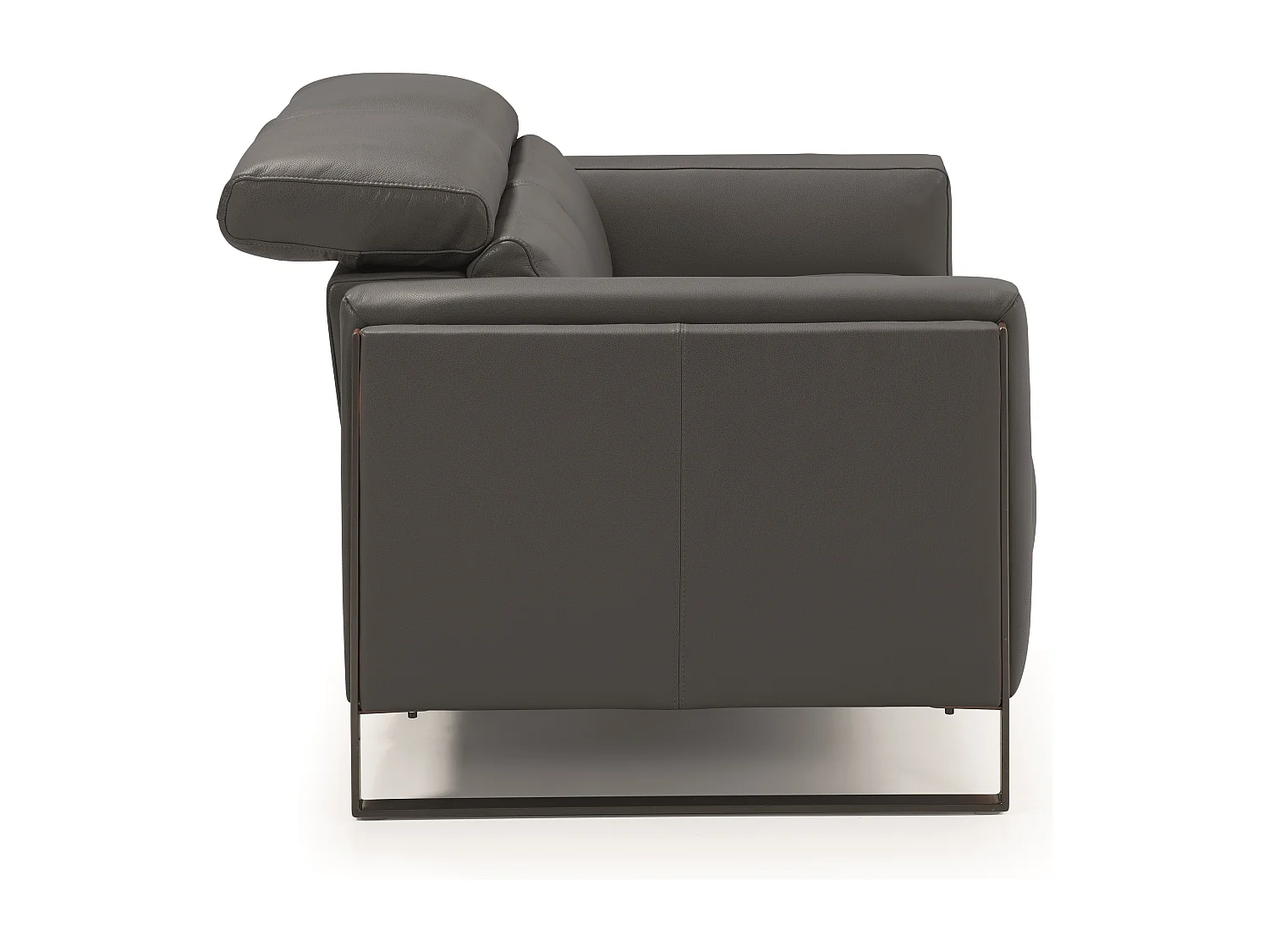 Canapé de relaxation électrique en cuir Kinston-Gris foncé-2 places fixe