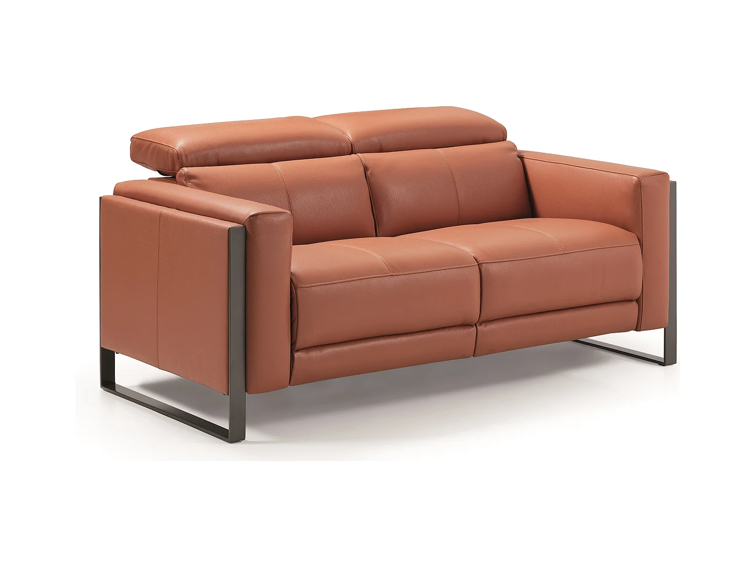 Kinston elektrische lederen ontspanningsbank-Kleur Hazelnoot bruin-Aantal plaatsen) 2 vaste plaatsen