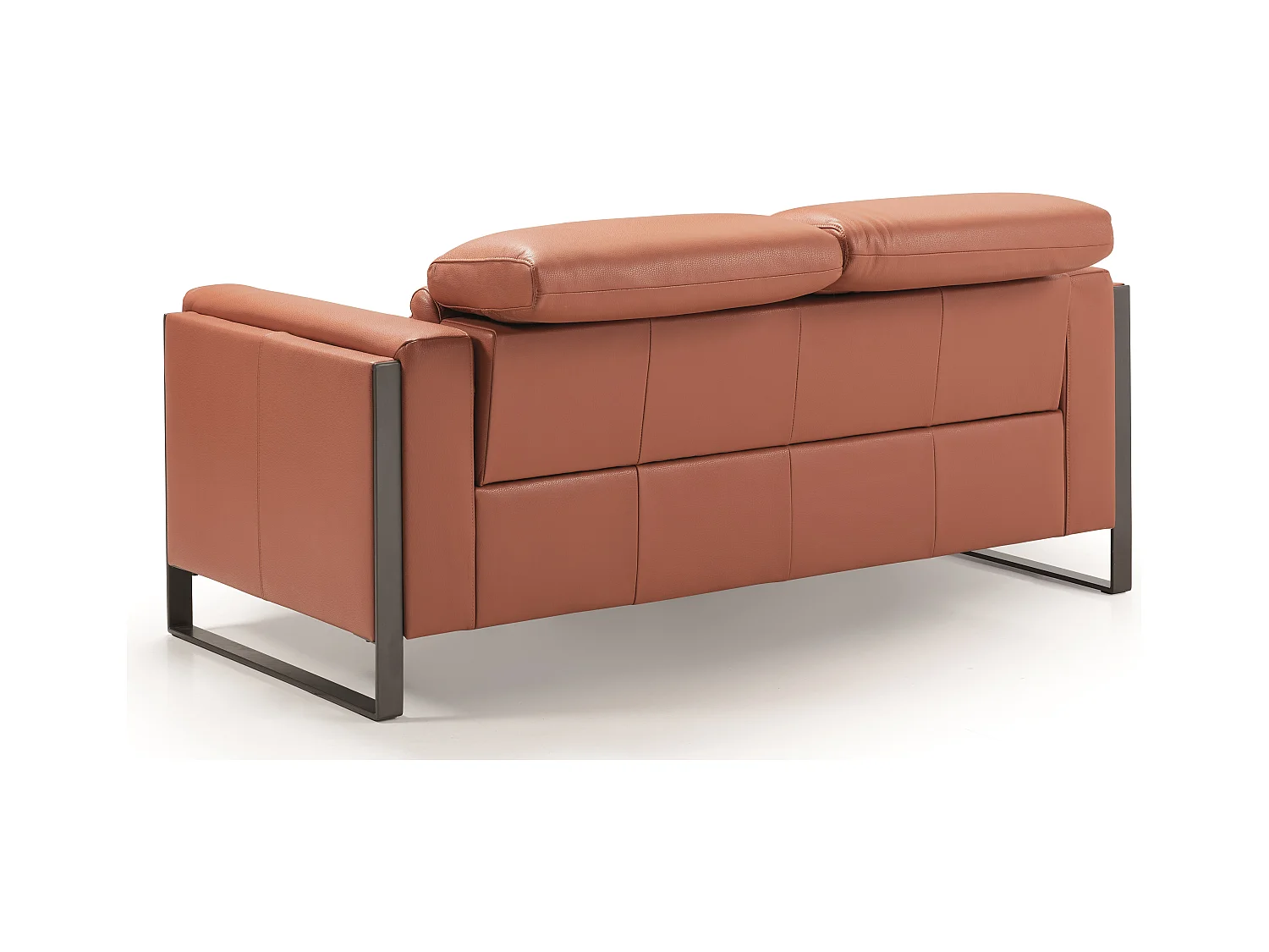 Kinston elektrische lederen ontspanningsbank-Kleur Hazelnoot bruin-Aantal plaatsen) 2 vaste plaatsen