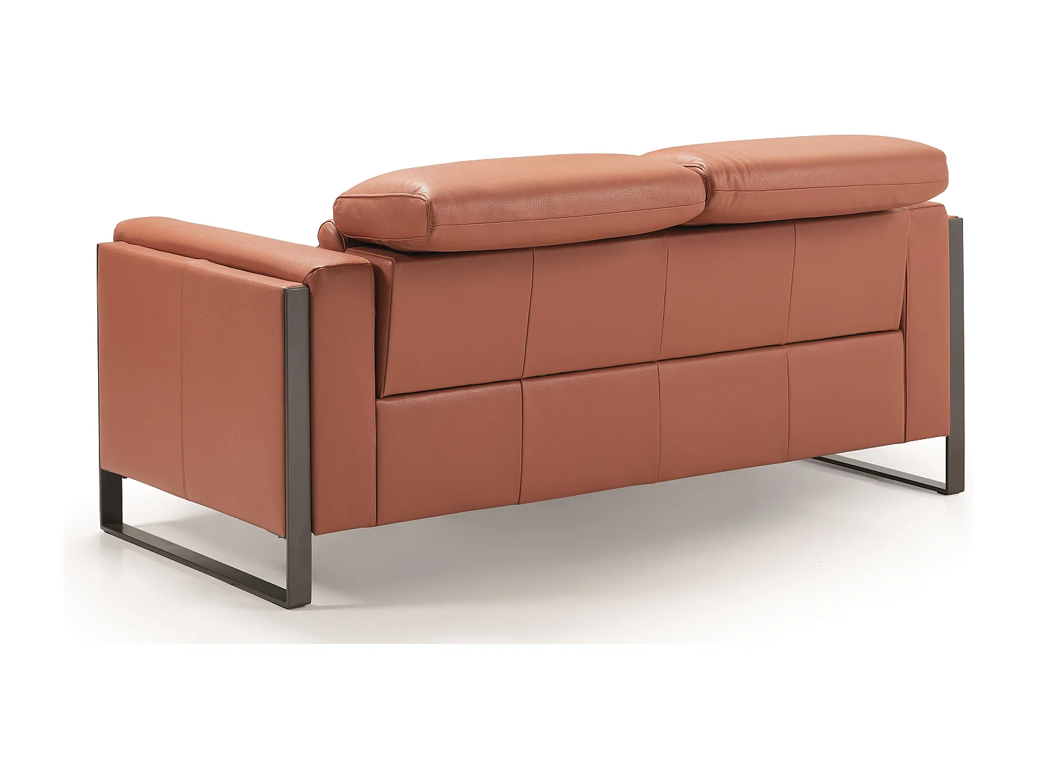 Canapé de relaxation électrique en cuir Kinston-Marron noisette-2 places fixe