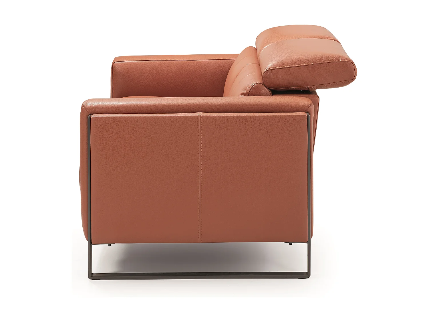 Canapé de relaxation électrique en cuir Kinston-Marron noisette-2 places fixe