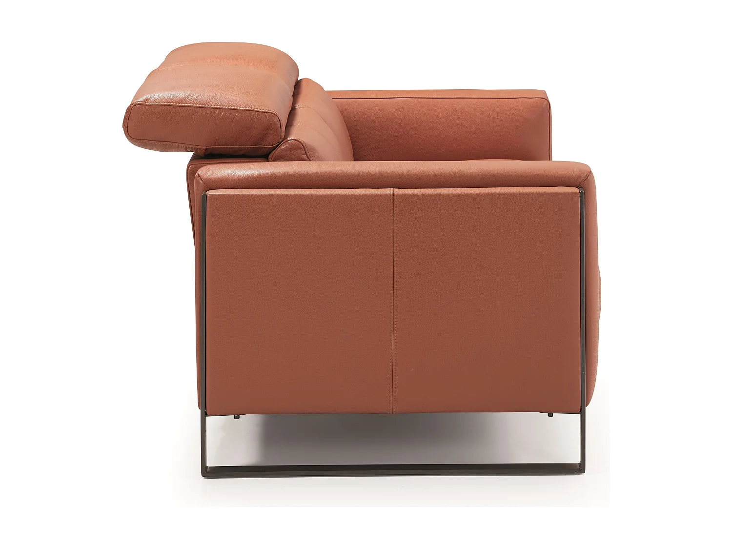 Canapé de relaxation électrique en cuir Kinston-Marron noisette-2 places fixe