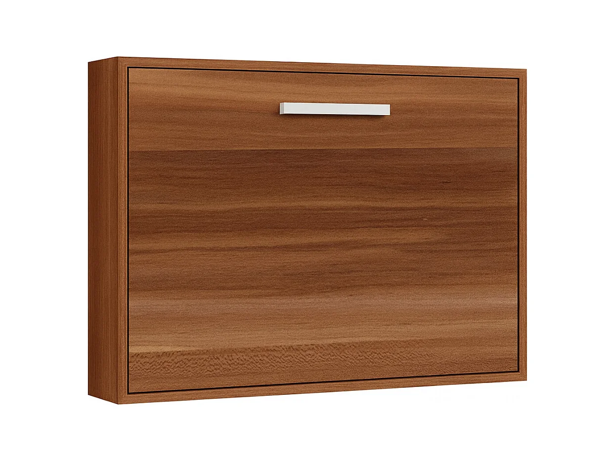 Lit escamotable horizontal OPTIMA-90x190-Cadre Noyer-Façade Noyer