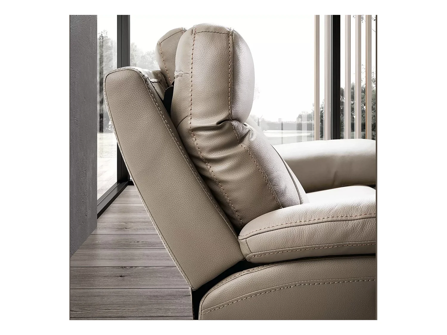 Canapé en cuir Ducka-Marron clair-Système Electrique-3 places