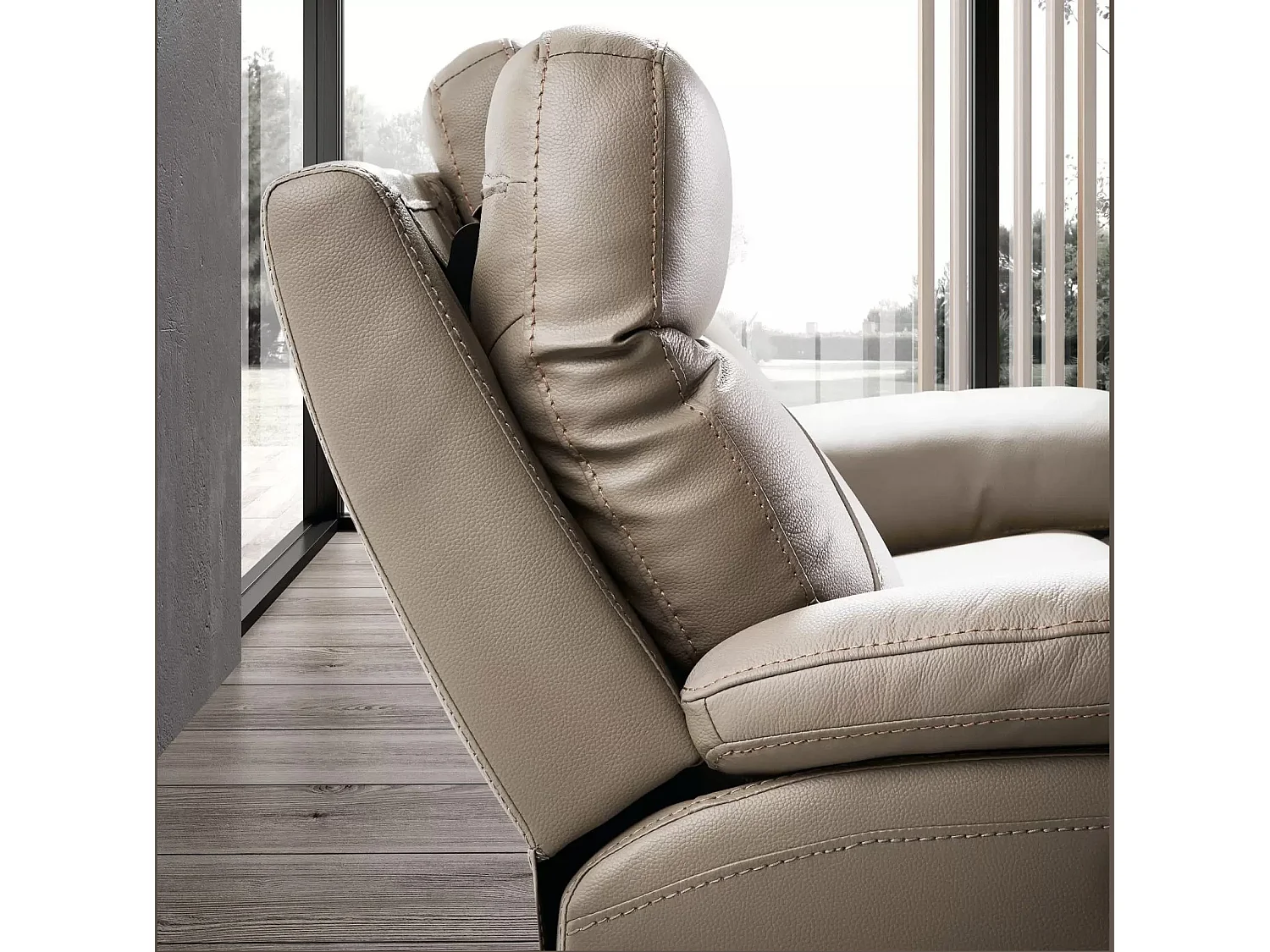 Canapé en cuir Ducka-Marron clair-Système Electrique-3 places