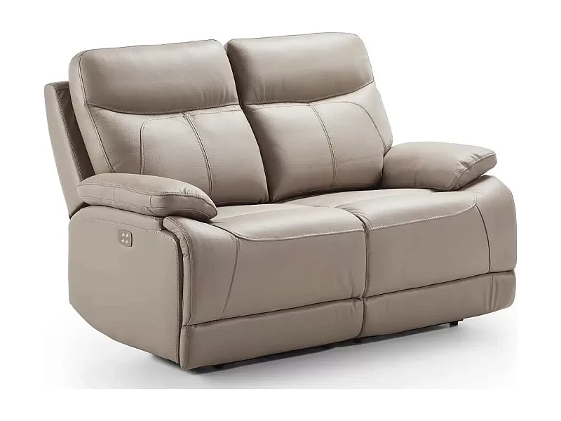 Ducka lederen elektrische relaxbank-Kleur Lichtbruin-Systeem Elektrisch-Aantal plaatsen) 3 plaatsen