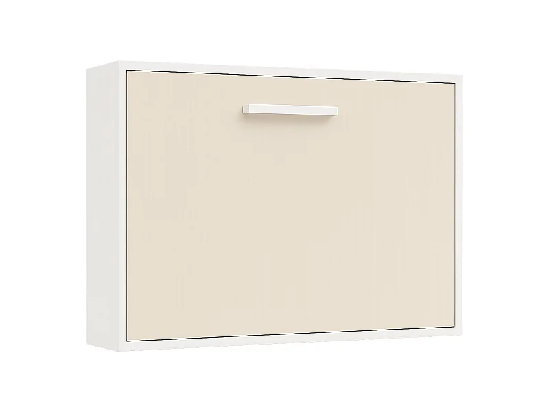 Cama abatible horizontal 140x190 Optima-Ropa de cama 80x180 cm-Encofrado Blanco-Frente Visón 3D