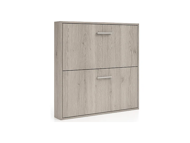 Lit escamotable superposé Sophia-90x190-Encadrement Chêne gris-Façade Chêne gris