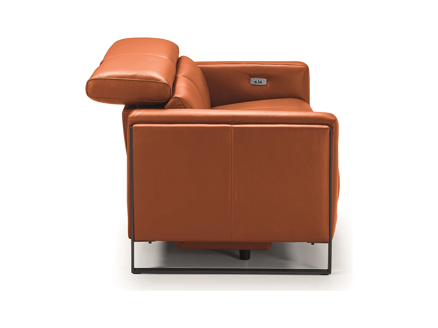 Canapé de relaxation électrique en cuir Kinston-Marron noisette-3 places relax électrique