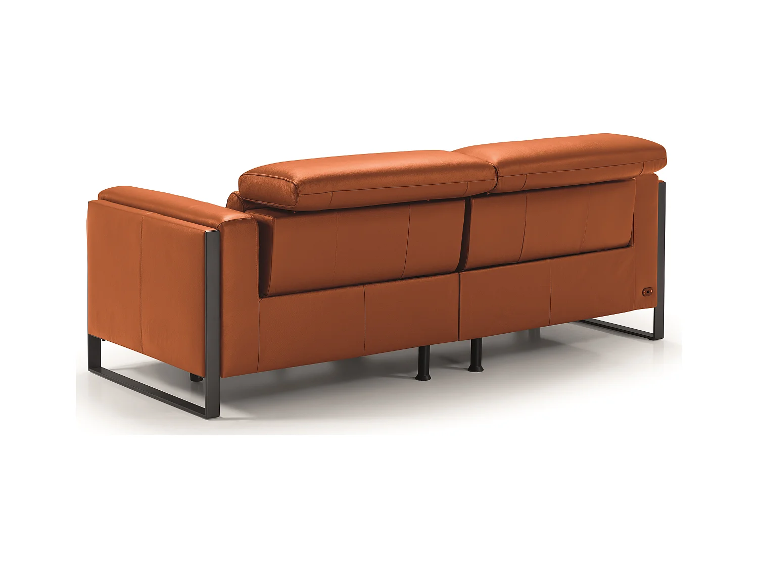 Canapé de relaxation électrique en cuir Kinston-Marron noisette-3 places relax électrique