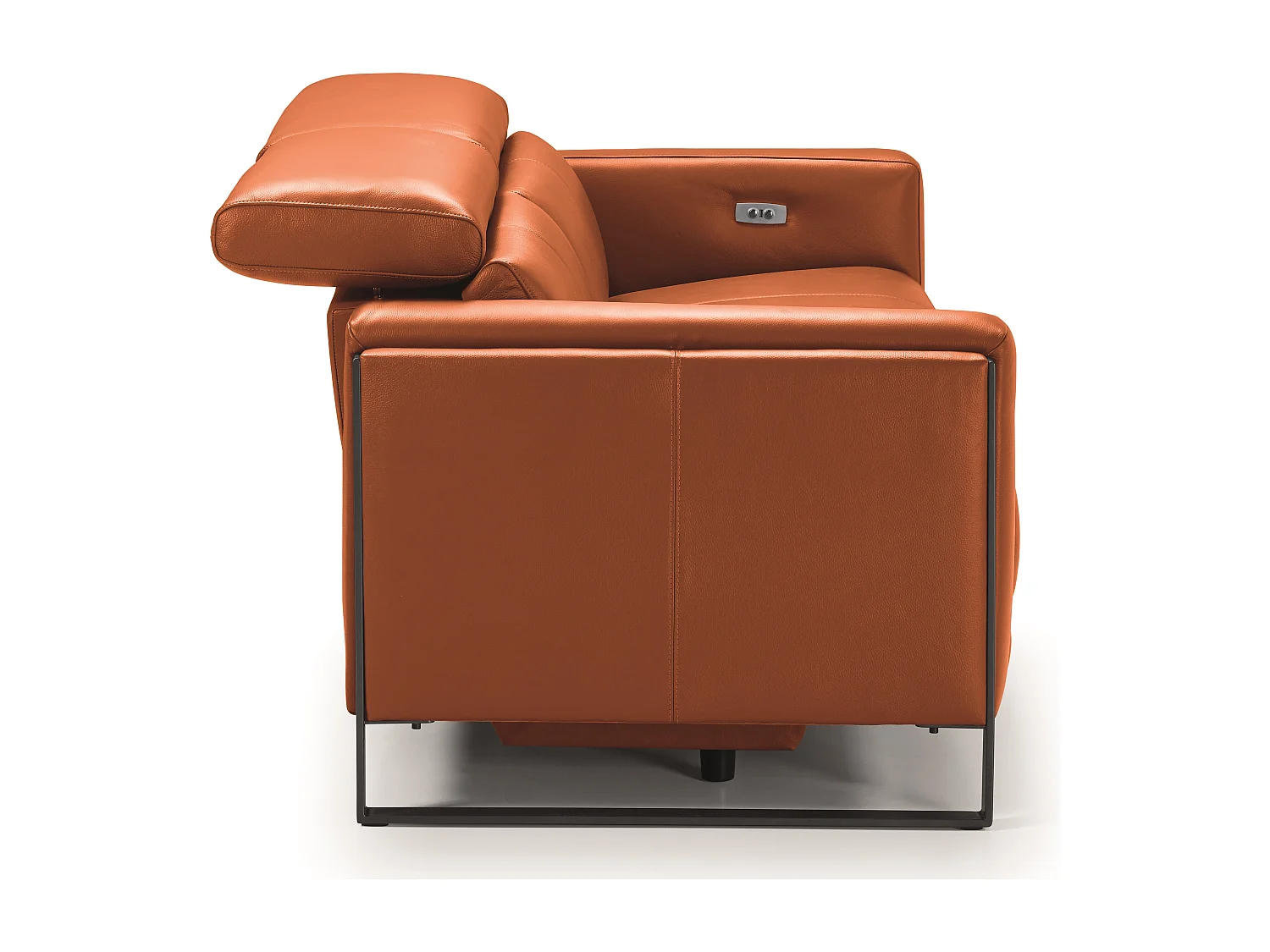 Canapé de relaxation électrique en cuir Kinston-Marron noisette-3 places relax électrique