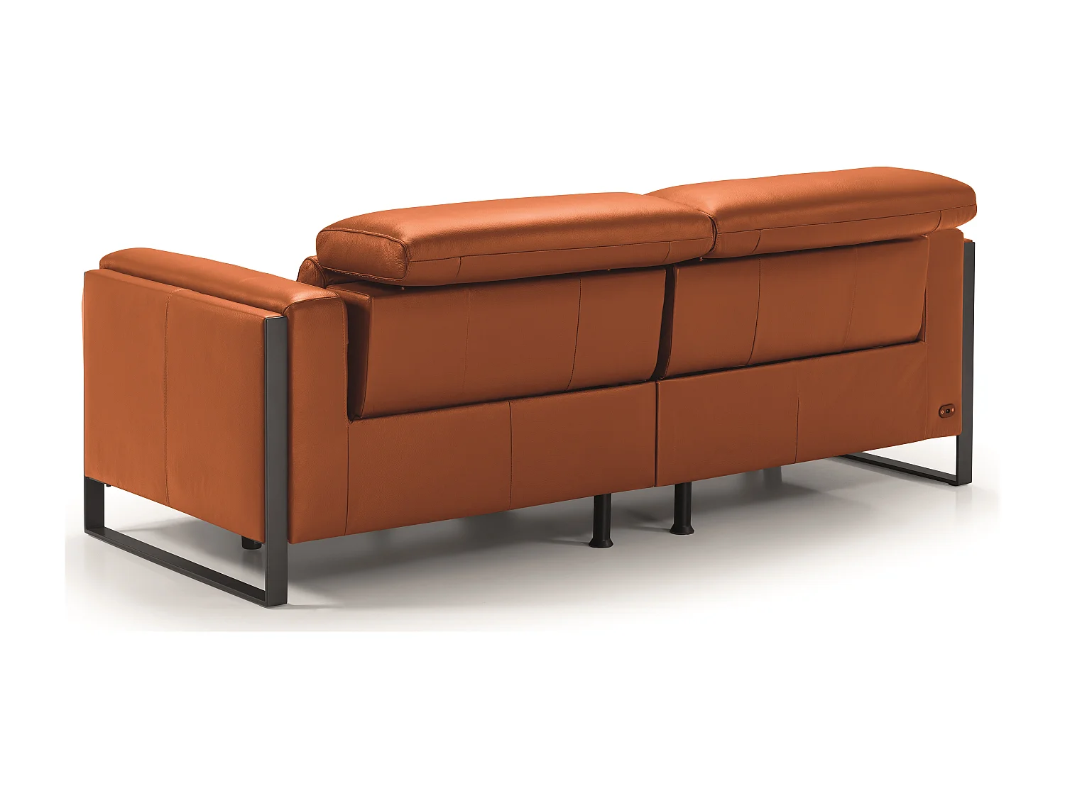 Canapé de relaxation électrique en cuir Kinston-Marron noisette-3 places relax électrique