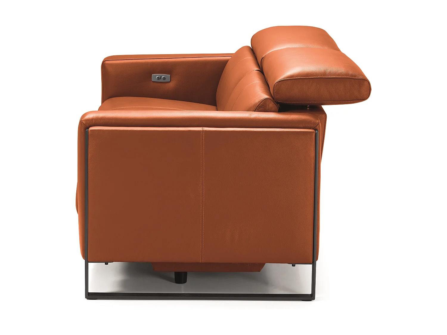 Canapé de relaxation électrique en cuir Kinston-Marron noisette-3 places relax électrique