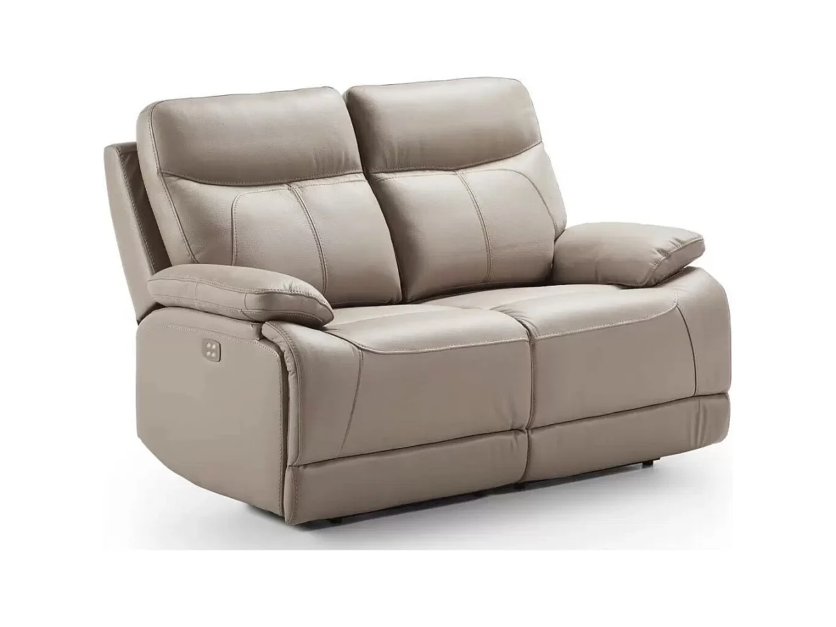 Canapé en cuir Ducka-Marron clair-Système Fixe - sans relax-2 places