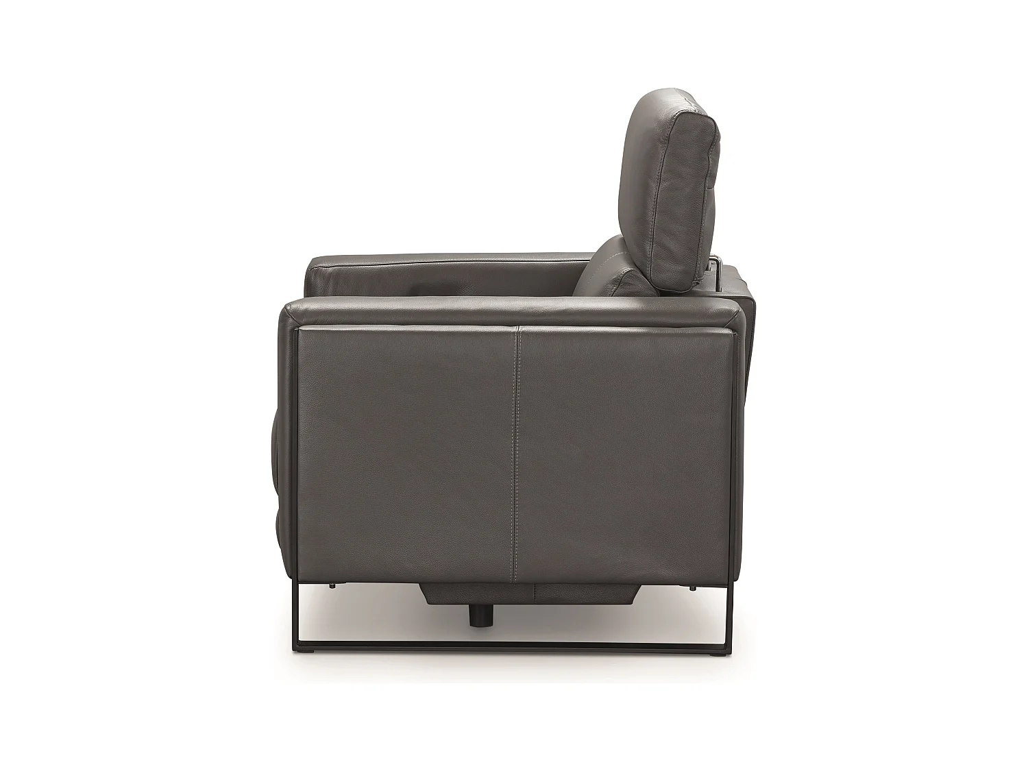 Canapé de relaxation électrique en cuir Kinston-Gris foncé-1 place fauteuil