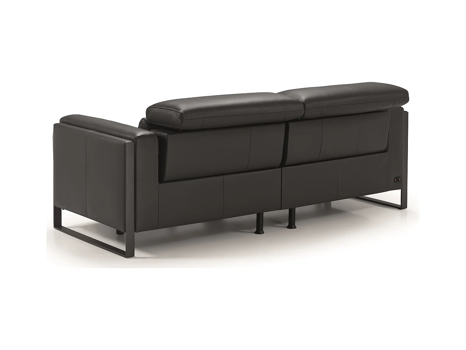 Canapé de relaxation électrique en cuir Kinston-Gris foncé-1 place fauteuil