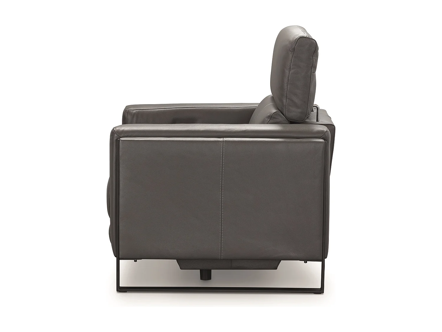 Canapé de relaxation électrique en cuir Kinston-Gris foncé-1 place fauteuil