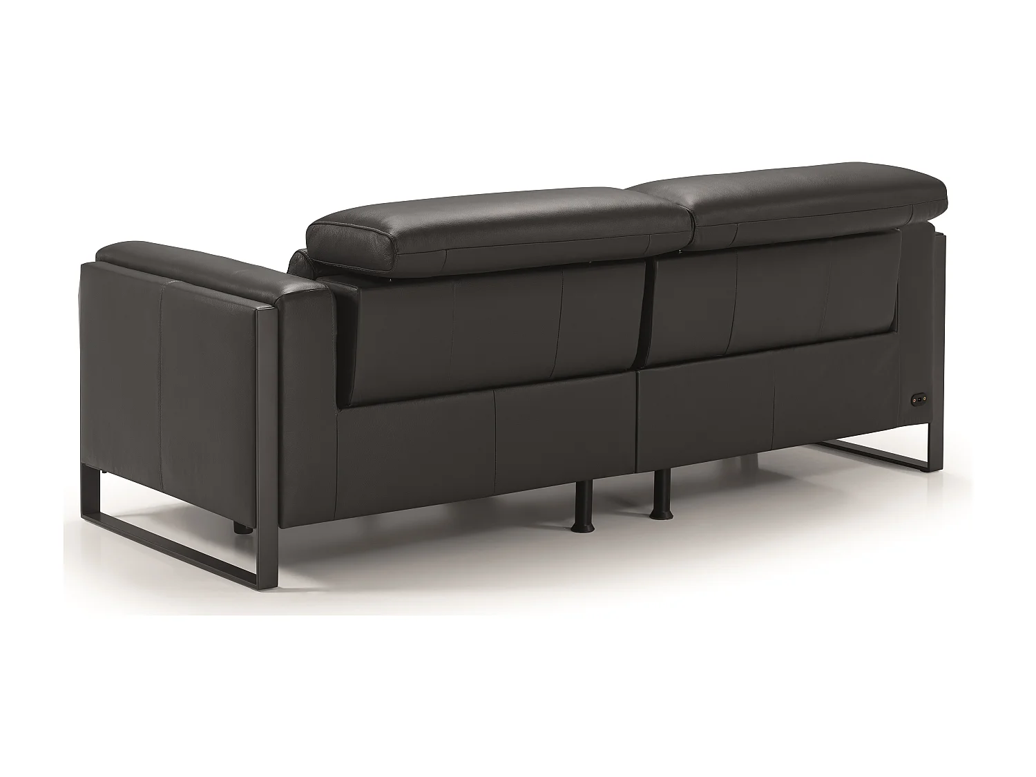 Canapé de relaxation électrique en cuir Kinston-Gris foncé-1 place fauteuil