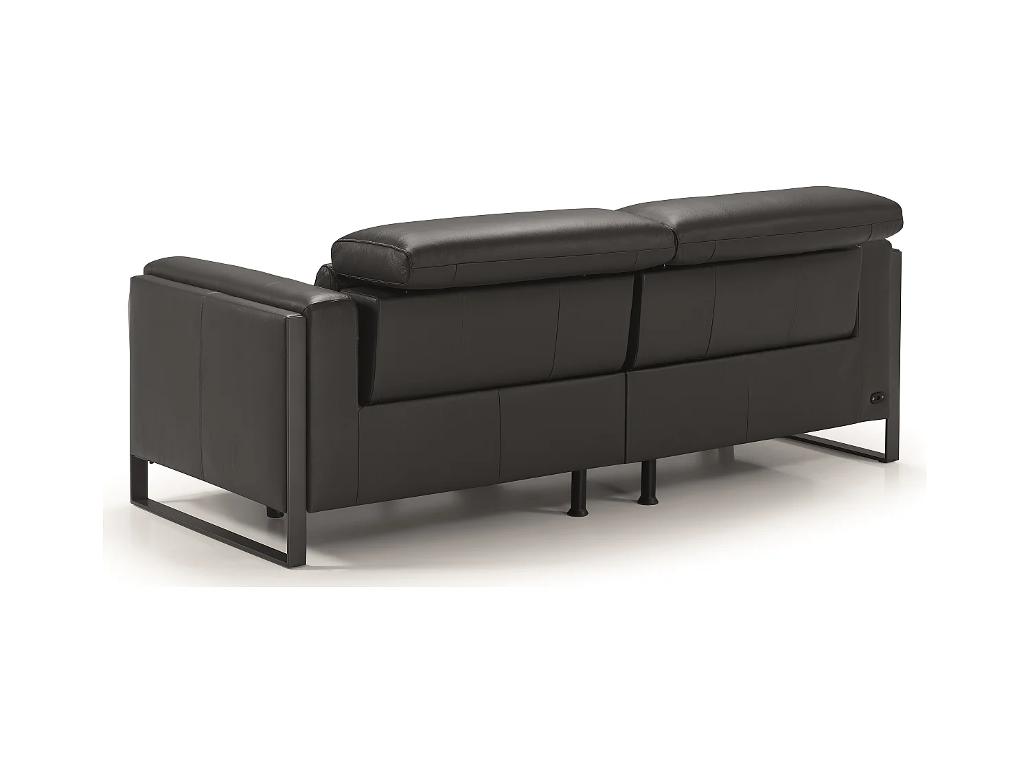 Canapé de relaxation électrique en cuir Kinston-Gris foncé-3 places relax électrique