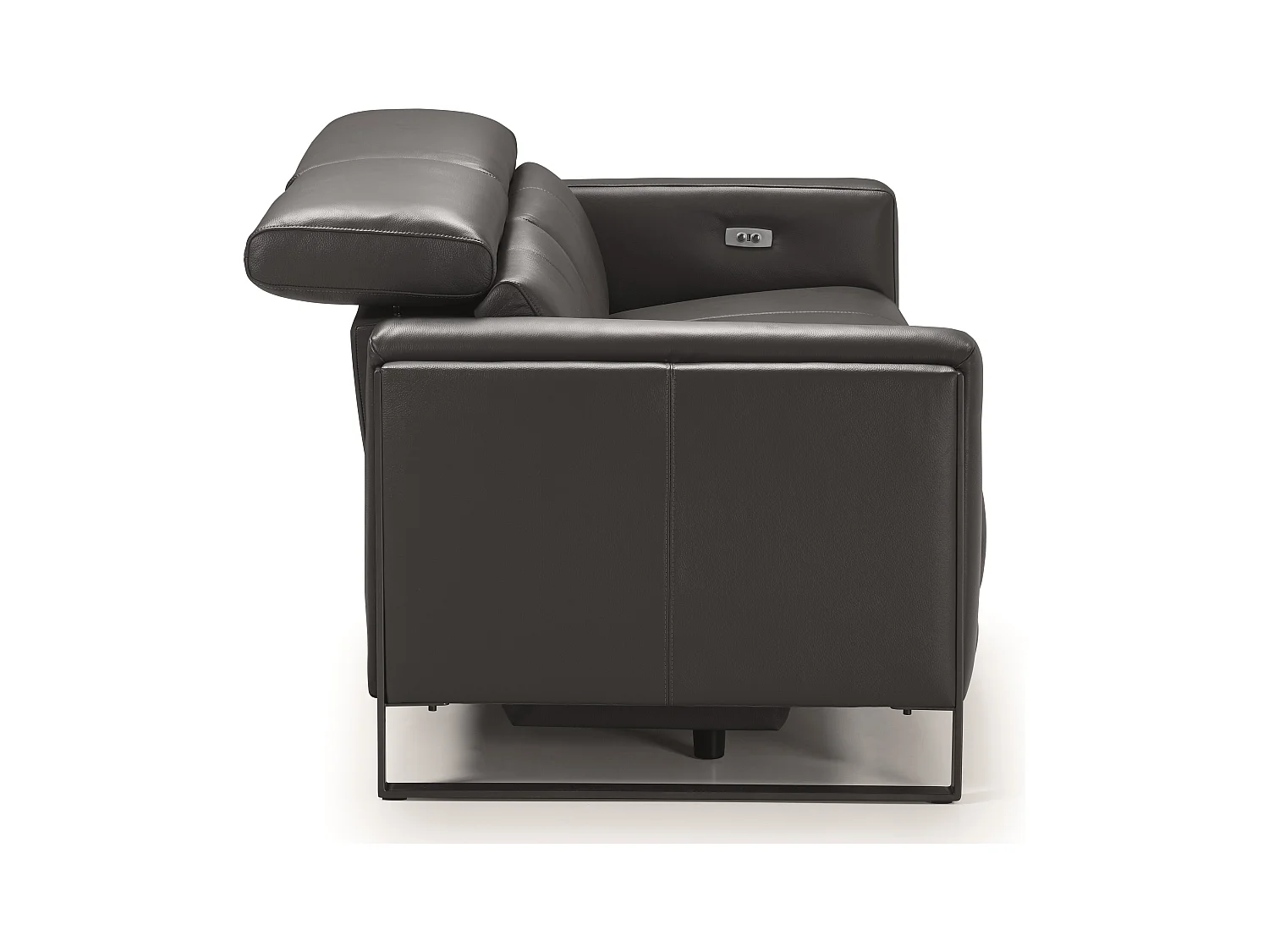 Canapé de relaxation électrique en cuir Kinston-Gris foncé-3 places relax électrique