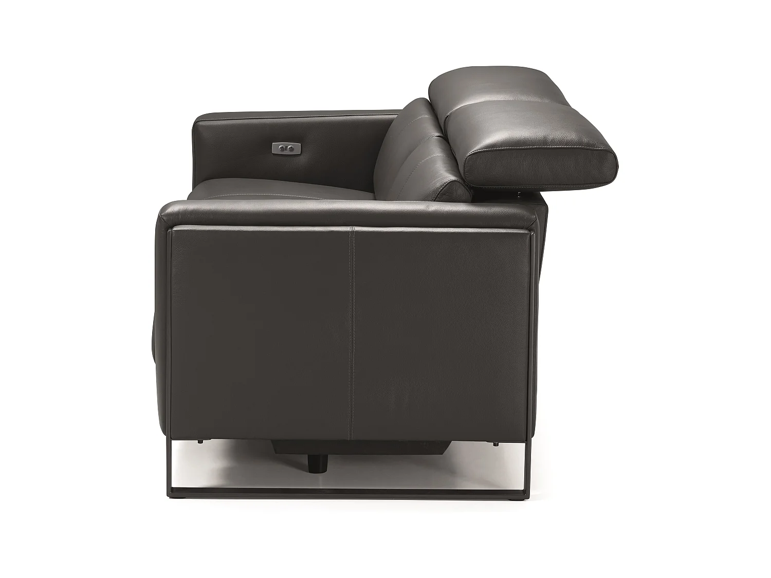 Canapé de relaxation électrique en cuir Kinston-Gris foncé-3 places relax électrique