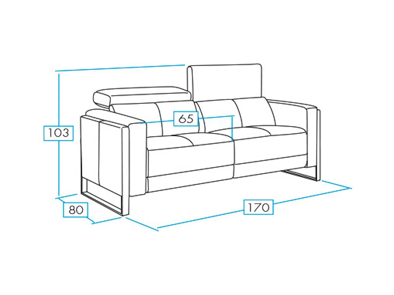Canapé de relaxation électrique en cuir Kinston-Gris foncé-3 places relax électrique
