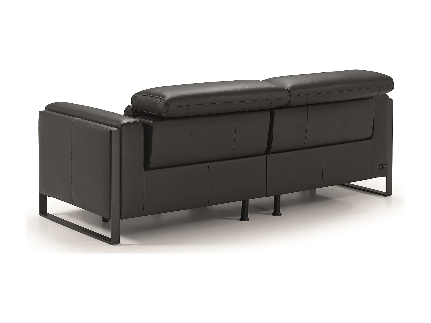 Canapé de relaxation électrique en cuir Kinston-Gris foncé-3 places relax électrique