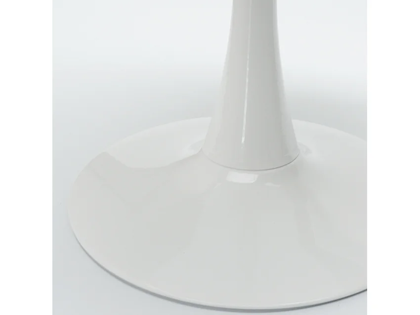 Ensemble table ronde 60cm et 2 chaises pivotantes blanches avec coussin similicuir Tulipa